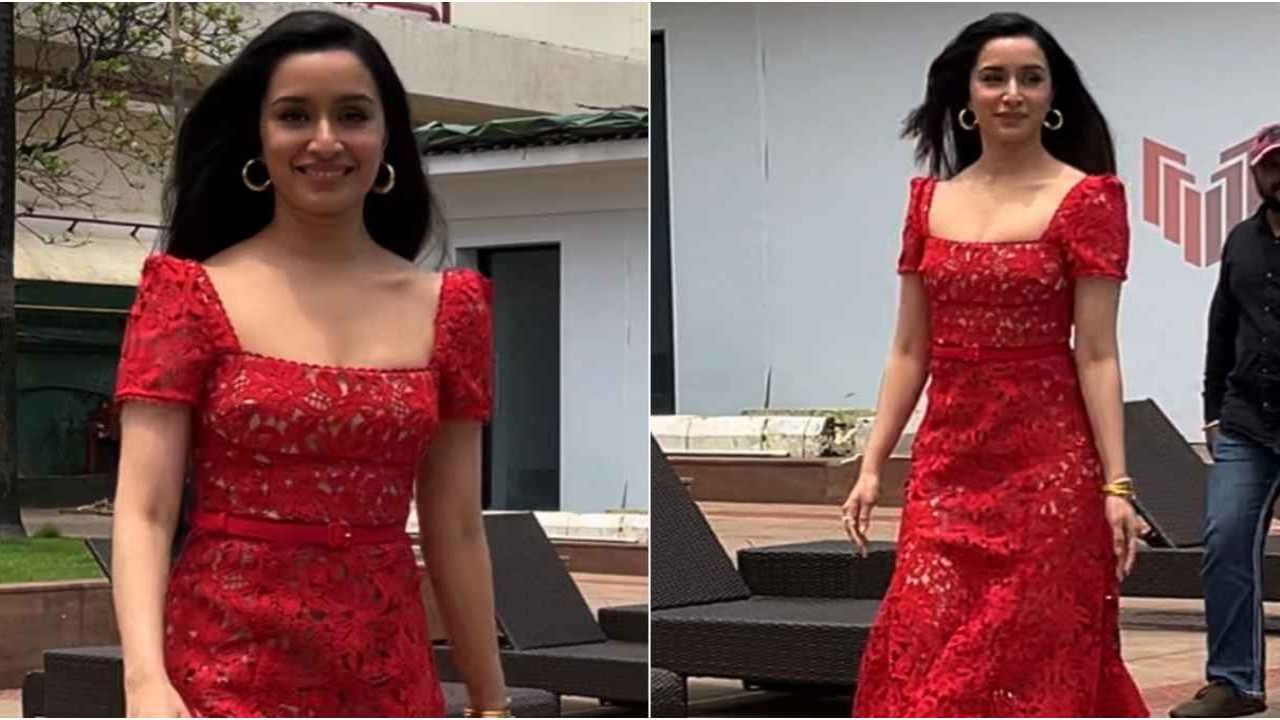 Shraddha Kapoor, stree 2,  red,  midi dress, dress, hot, sexy, bollywood, style, fashion