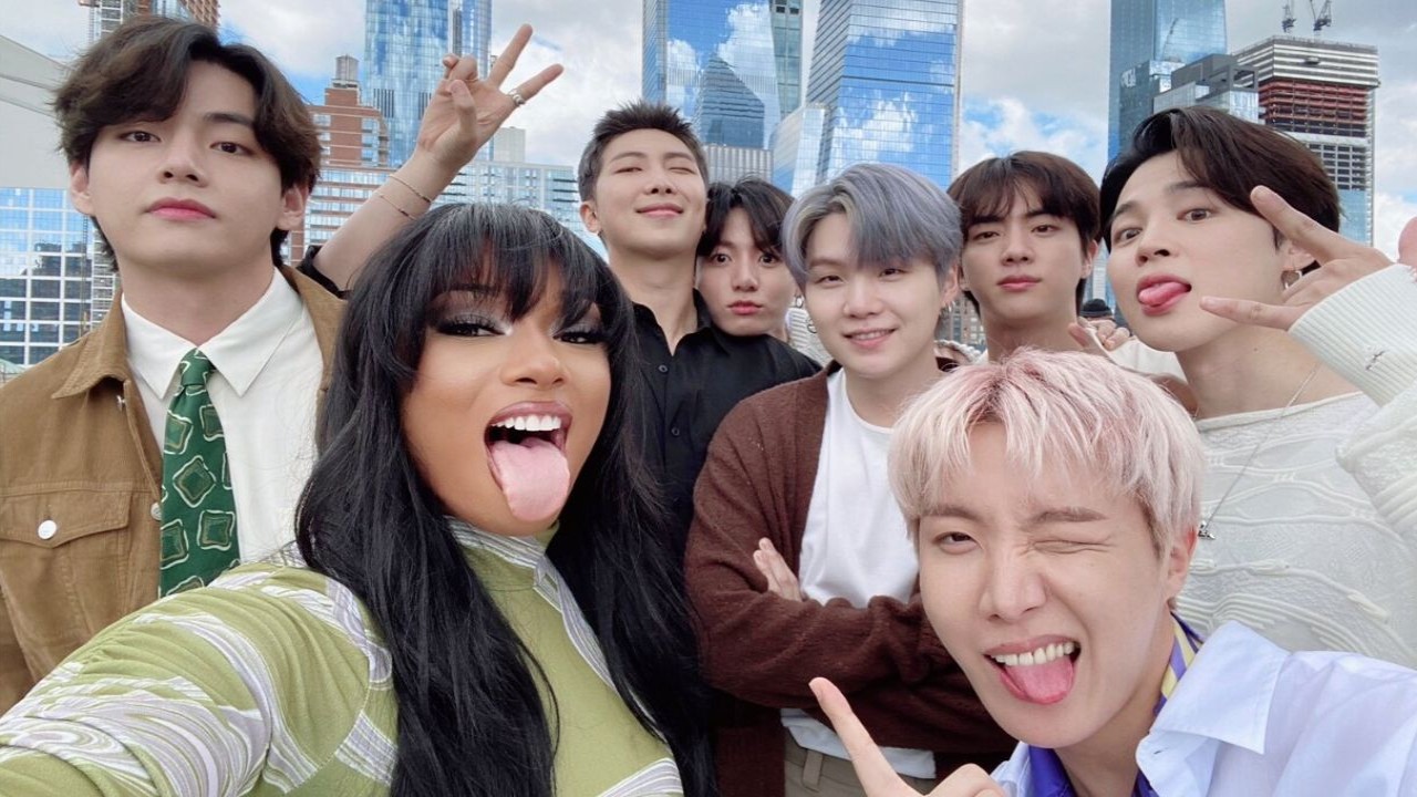 BTS with Megan Thee Stallion; Image Courtesy: BTS' Twitter