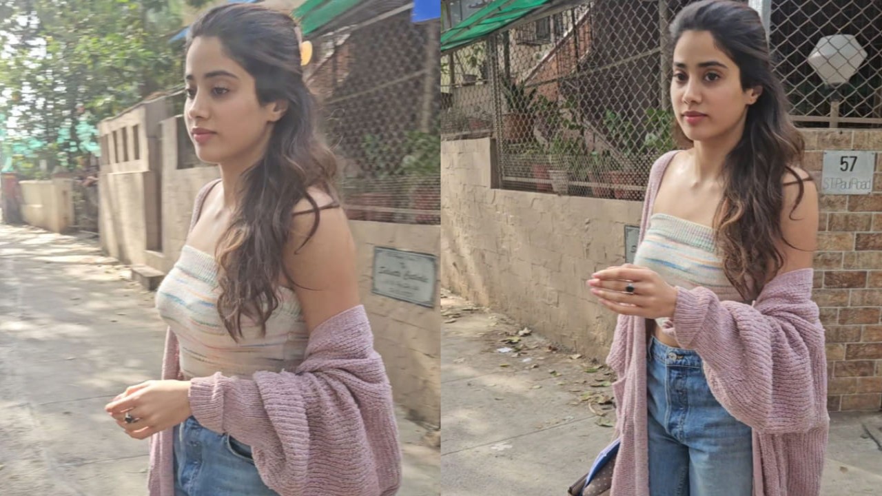 Janhvi Kapoor in knit top and distressed jeans 