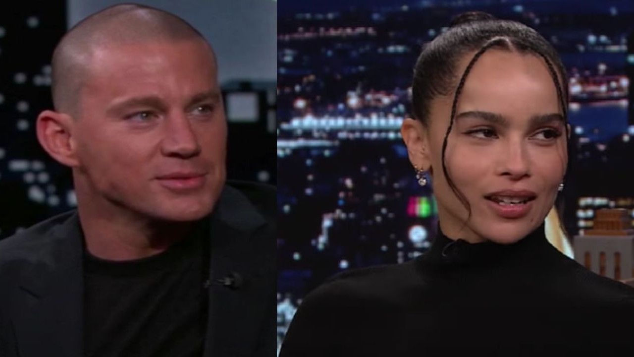 Channing Tatum and Zoe Kravitz (Image 1 via YouTube/Jimmy Kimmel Live, image 2 via The Tonight Show Starring Jimmy Fallon)