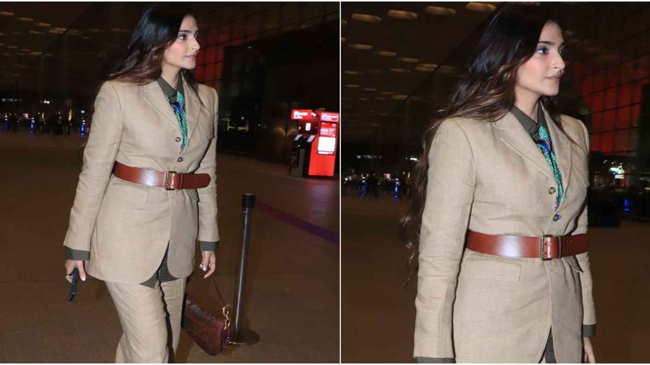 Sonam Kapoor Ahuja, Dior, airport, airport style, airport look, pantsuit, saddle bag, hot, fashion, style