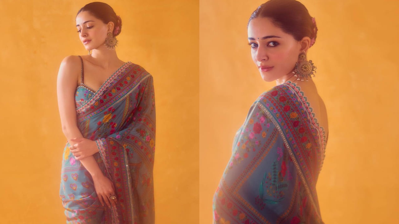 Ananya Panday’s ethnic aqua saree worth Rs 55,000 will have you falling ...