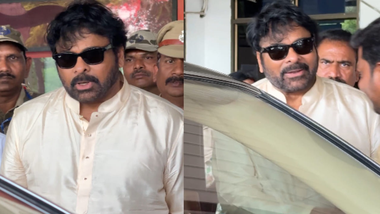 Watch: Chiranjeevi makes his way back from Tirupati with family after seeking blessings on his 69th birthday