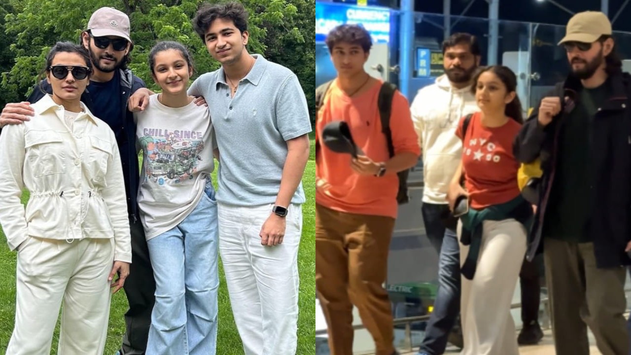 WATCH: Mahesh Babu blends comfort with style as he jets off from Hyderabad with wife Namrata Shirodkar and kids Sitara, Gautam