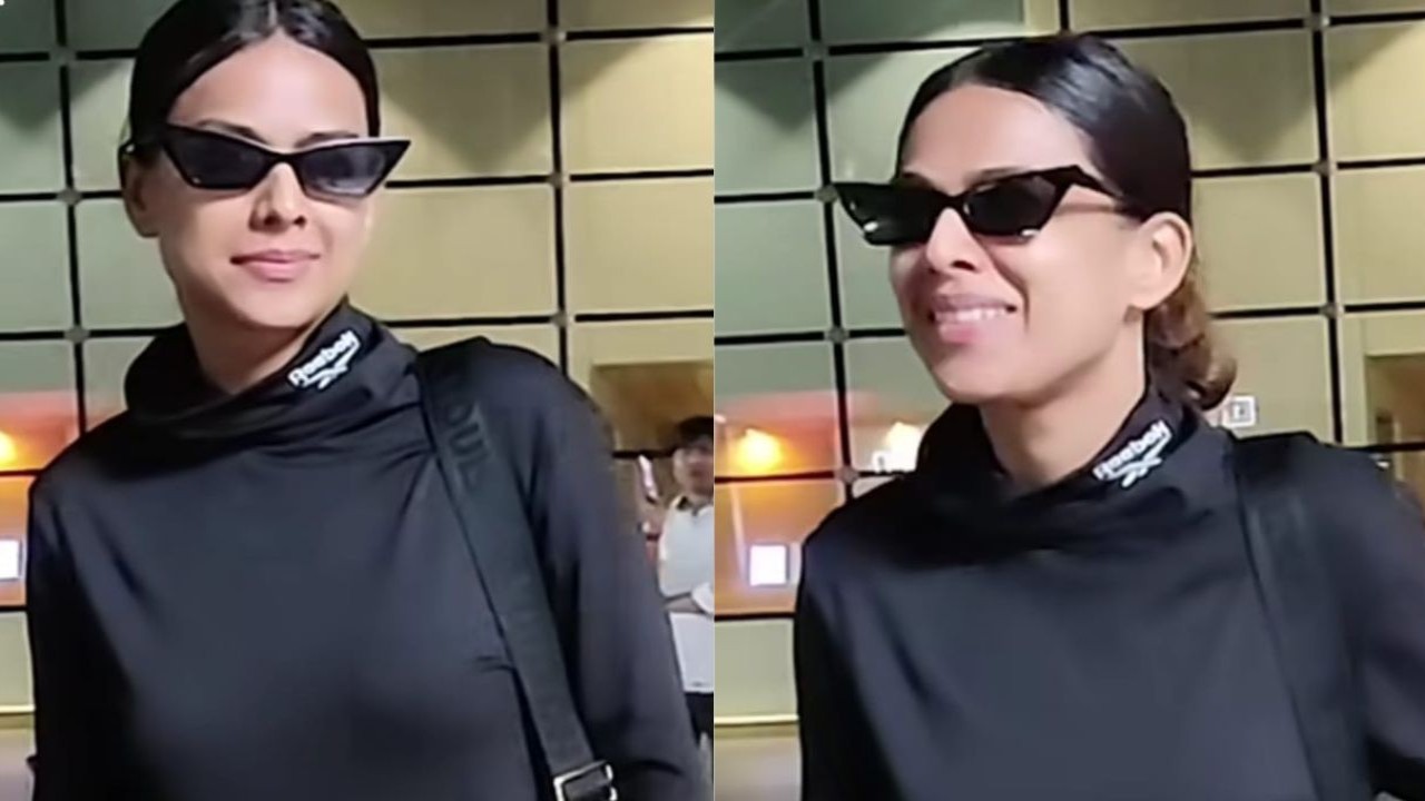 Nia Sharma is a total slayer in all-black outfit as she returns to bay after weekend getaway; WATCH