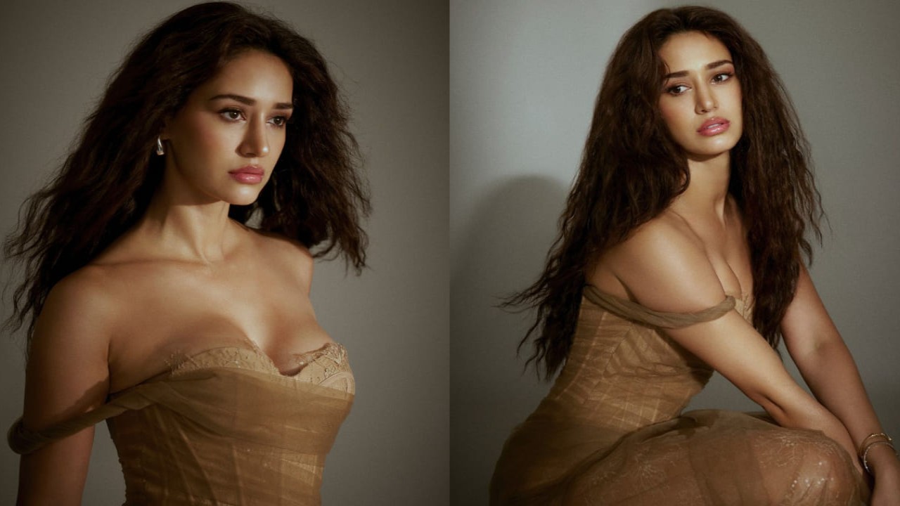 Disha Patani in brown corset dress