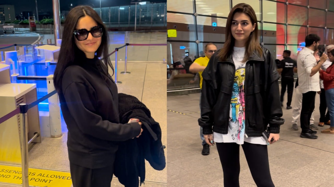 Katrina Kaif and Kriti Sanon in black outfits at airport