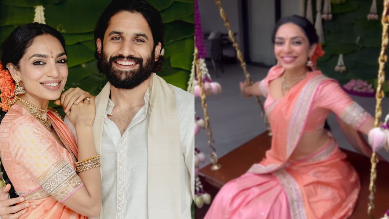 WATCH: A sneak peek into Sobhita Dhulipala's engagement makeup look, wearing traditional temple flower and Uppada silk saree