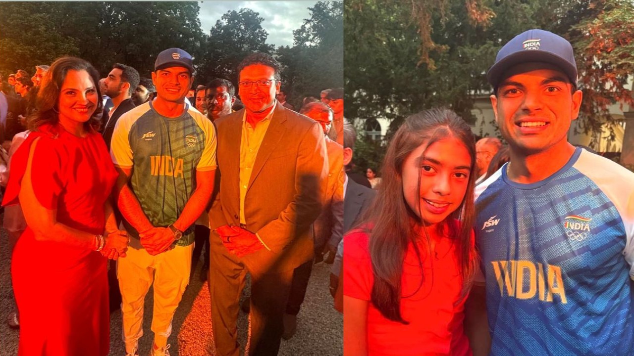 Lara, daughter Saira poses with ‘man of hour’ Neeraj Chopra after his Olympics 2024 win (Instagram/@larabhupathi)