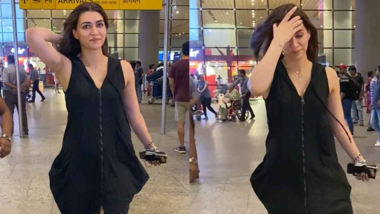 Kriti Sanon, airport, airport look, airport style, baggy dress, dress, hooded dress, Gen-z Fashion,  Style, Fashion