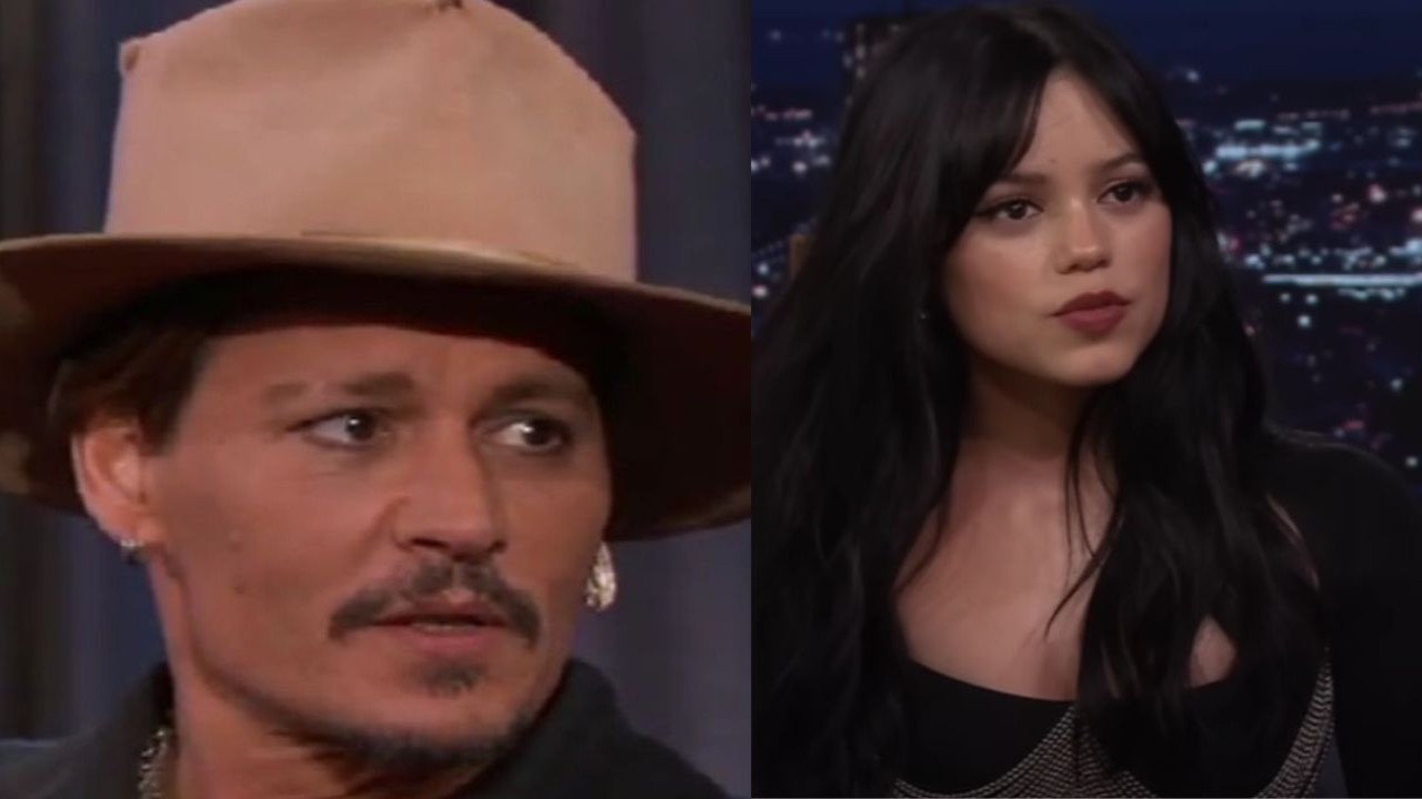 Johnny Depp and Jenna Ortega (Image 1 via YouTube/Jimmy Kimmel Live, image 2, via The Tonight Show Starring Jimmy Fallon)