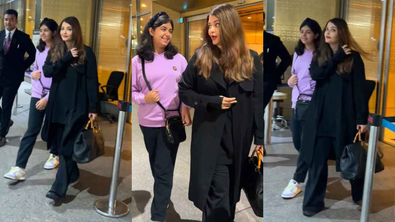 Aishwarya Rai Bachchan and Aaradhya SLAY their airport style in comfortable and cool outfits (PC: Viral Bhayani)