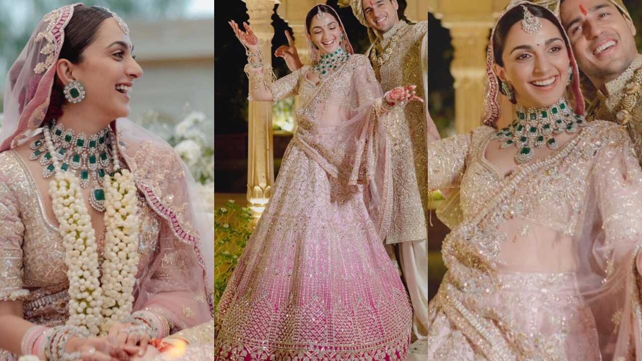 Kiara Advani's pink ombre lehenga by Manish Malhotra  (PC: Instagram: Kiara, Manish Malhotra)