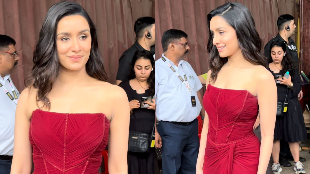 Shraddha Kapoor in red strapless gown 