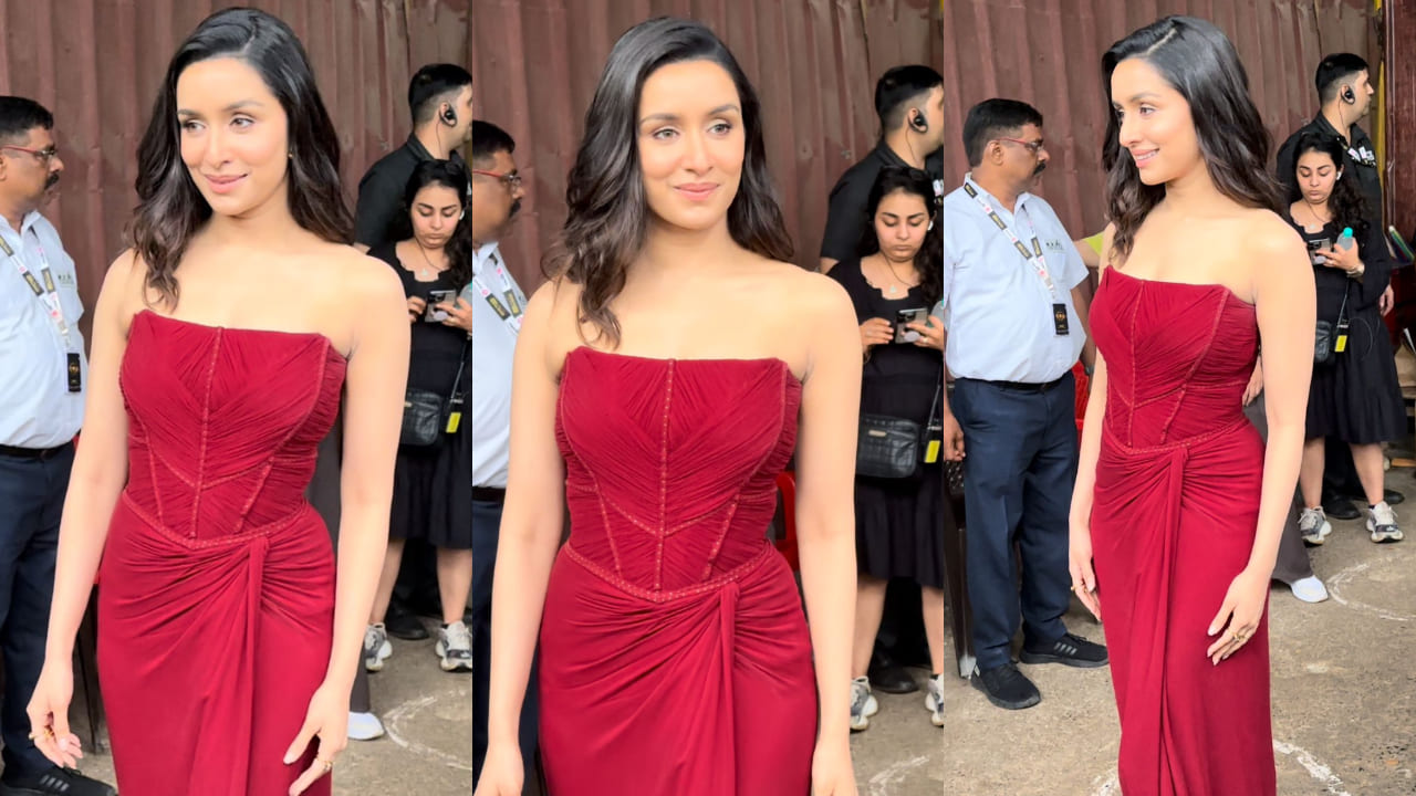 Shraddha Kapoor in red strapless gown 