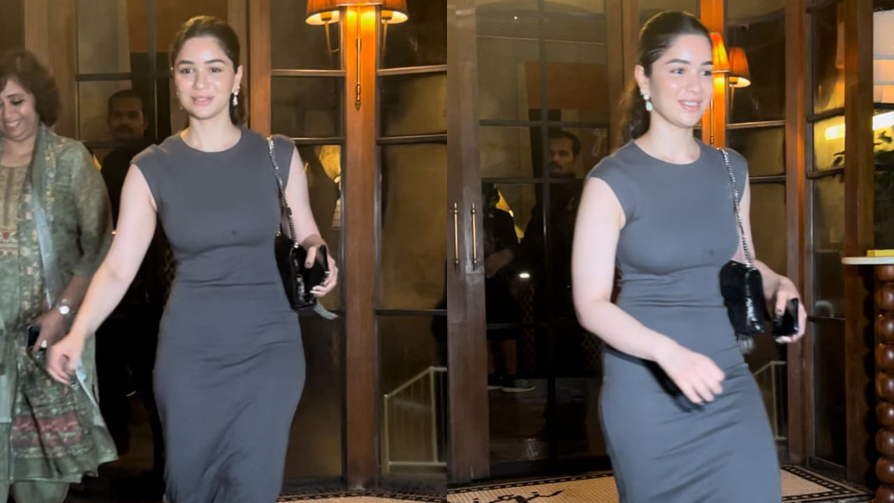 Sara Tendulkar in gray bodycon dress