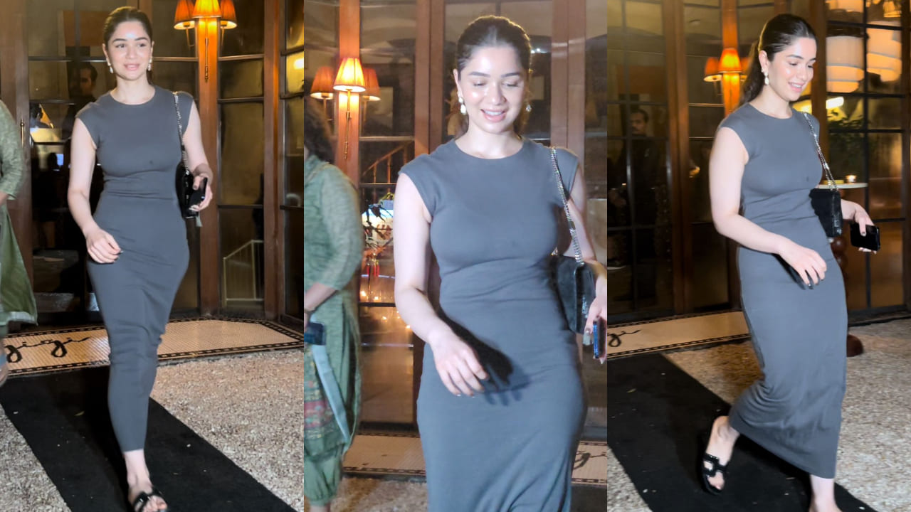 Sara Tendulkar in gray bodycon dress