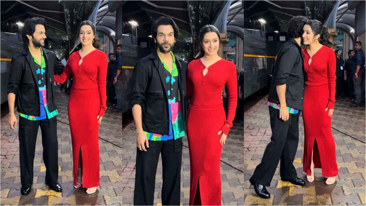 Shraddha Kapoor channels Stree energy in classy red bodycon maxi dress with a fashionable front slit (PC: Varinder Chawla)