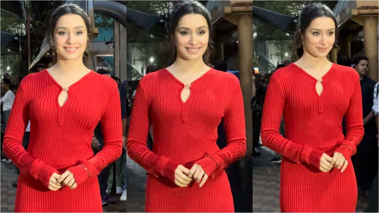 Shraddha Kapoor channels Stree energy in classy red bodycon maxi dress with a fashionable front slit (PC: Varinder Chawla)