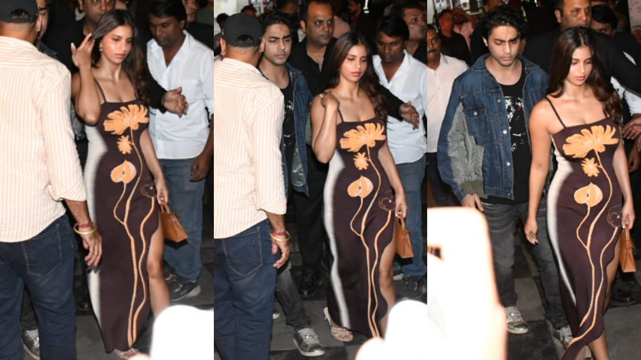 Suhana Khan in brown bodycon dress