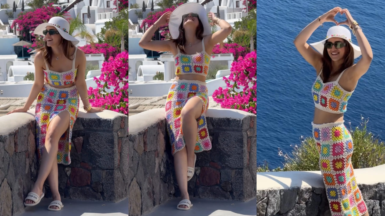 Kriti Sanon in crochet co-ord set on her vacation