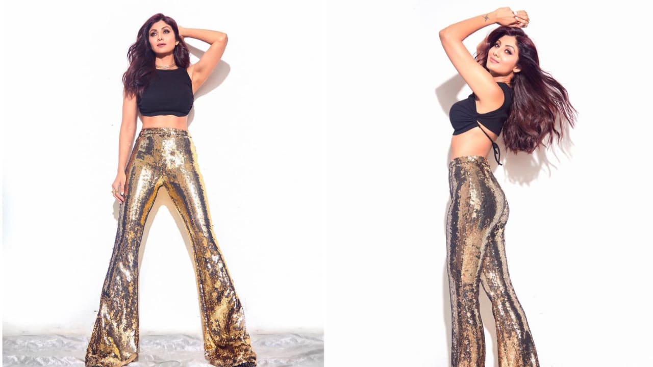 Shilpa Shetty in shimmery pants