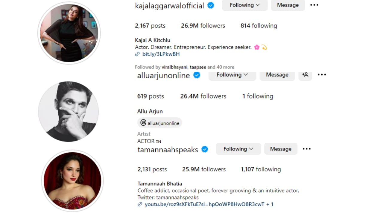 Top 10 Tollywood actors with most number of Instagram followers; Rashmika Mandanna, Allu Arjun to Samantha Ruth Prabhu, check full list