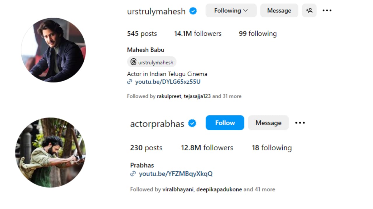 Top 10 Tollywood actors with most number of Instagram followers; Rashmika Mandanna, Allu Arjun to Samantha Ruth Prabhu, check full list