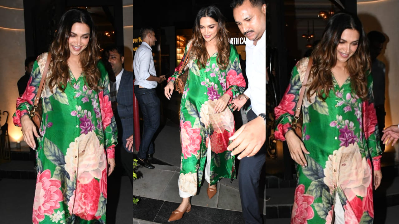 Deepika Padukone in green floral kurta