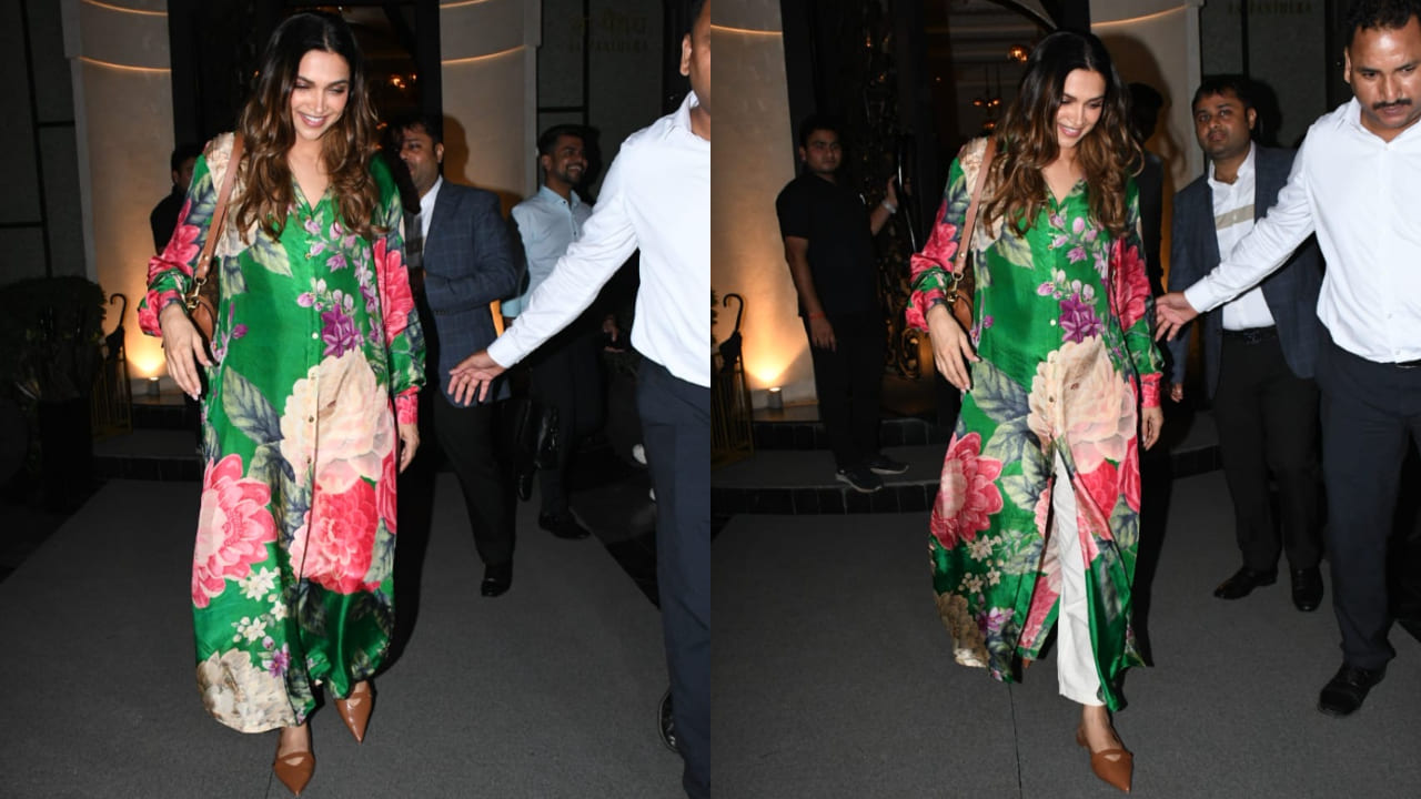 Deepika Padukone in green floral kurta