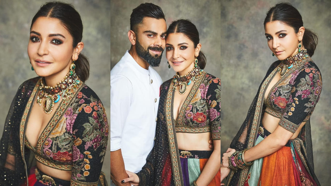 Anushka Sharma in multicolored Sabyasachi lehenga 