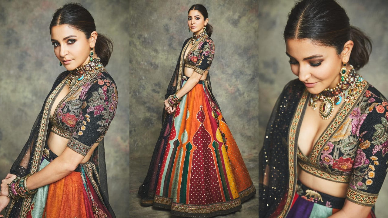 Anushka Sharma in multicolored Sabyasachi lehenga 