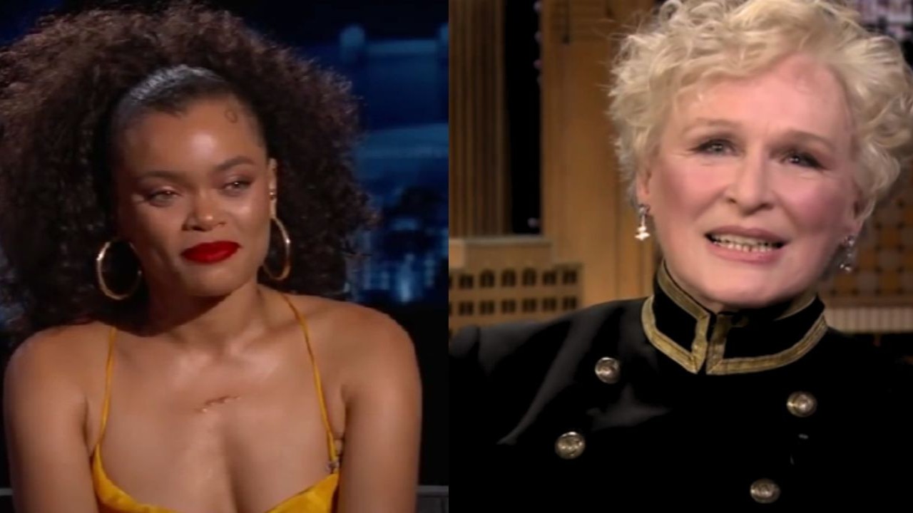 Andra Day and Glenn Close (Image 1 via, YouTube/Jimmy Kimmel Live, image 2 via The Tonight Show Starring Jimmy Fallon)