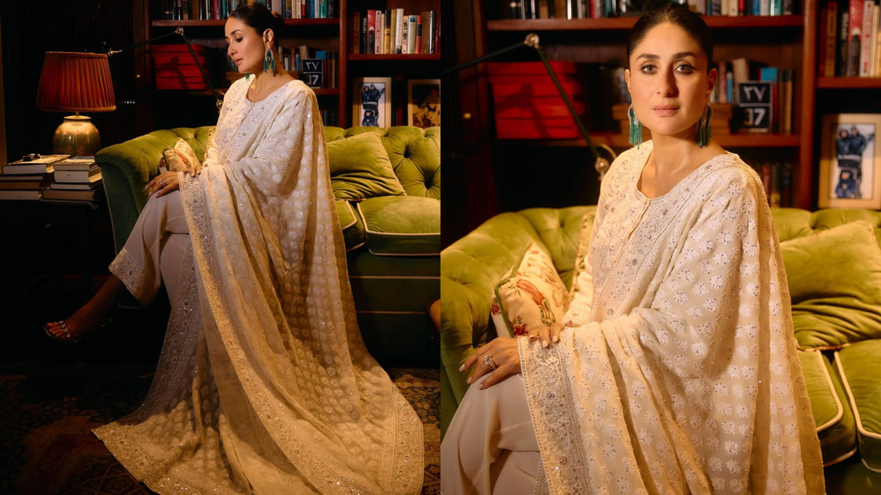 Kareena Kapoor in white suit set AJSK