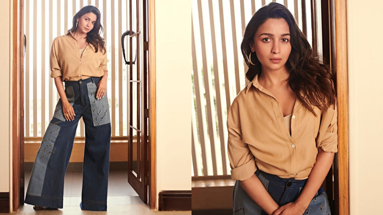 Alia Bhatt in denim jeans and shirt ( PC: House of pixels) 