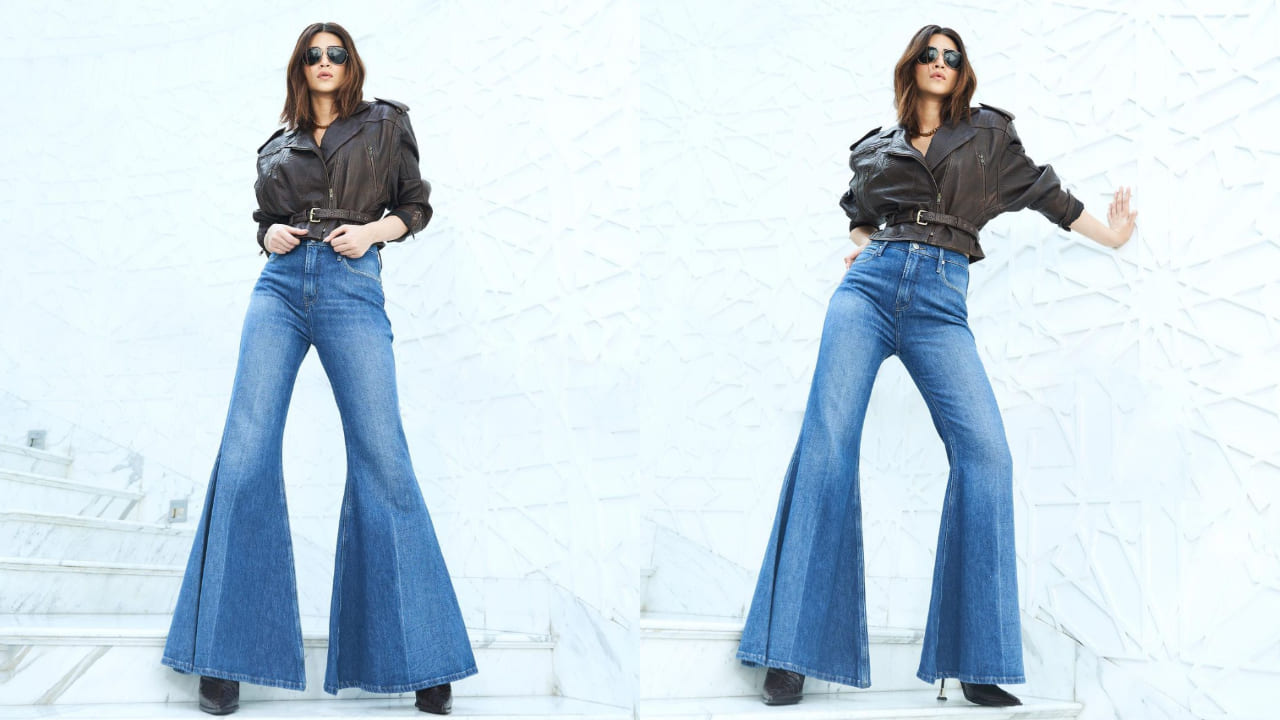 Kriti Sanon in flared denim pants ( PC: Vidhi Godha) 