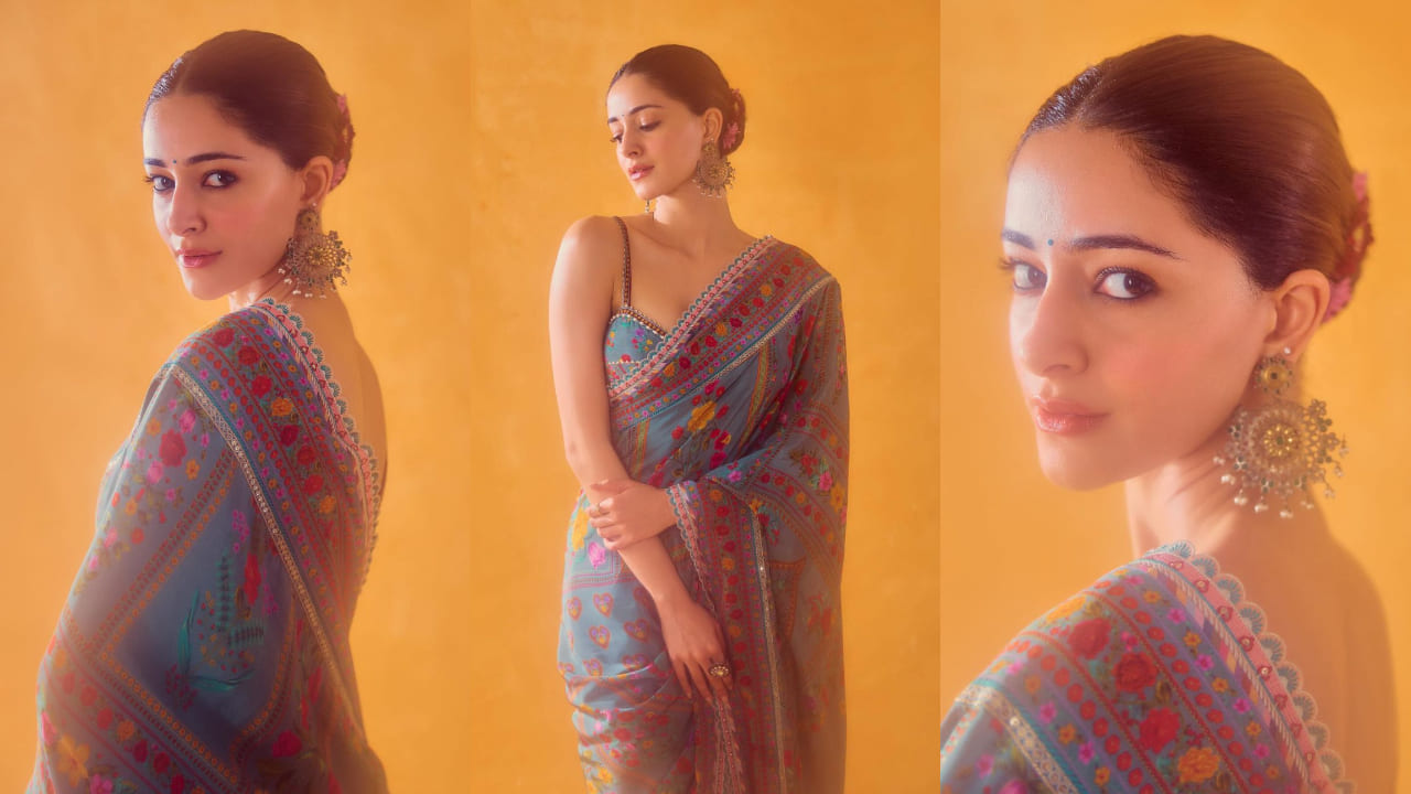 Ananya Panday in floral saree ( PC: Ananya Panday/ Ajay Kadam) 