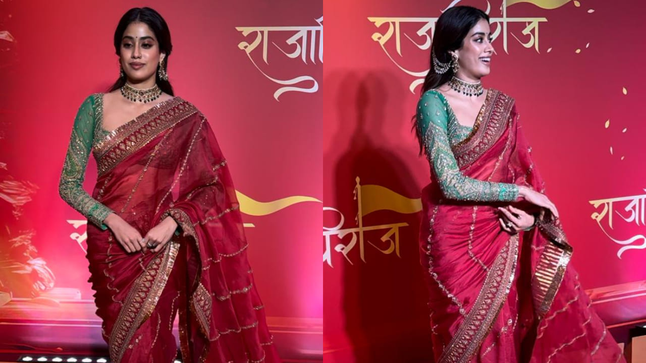 Janhvi Kapoor in red saree 