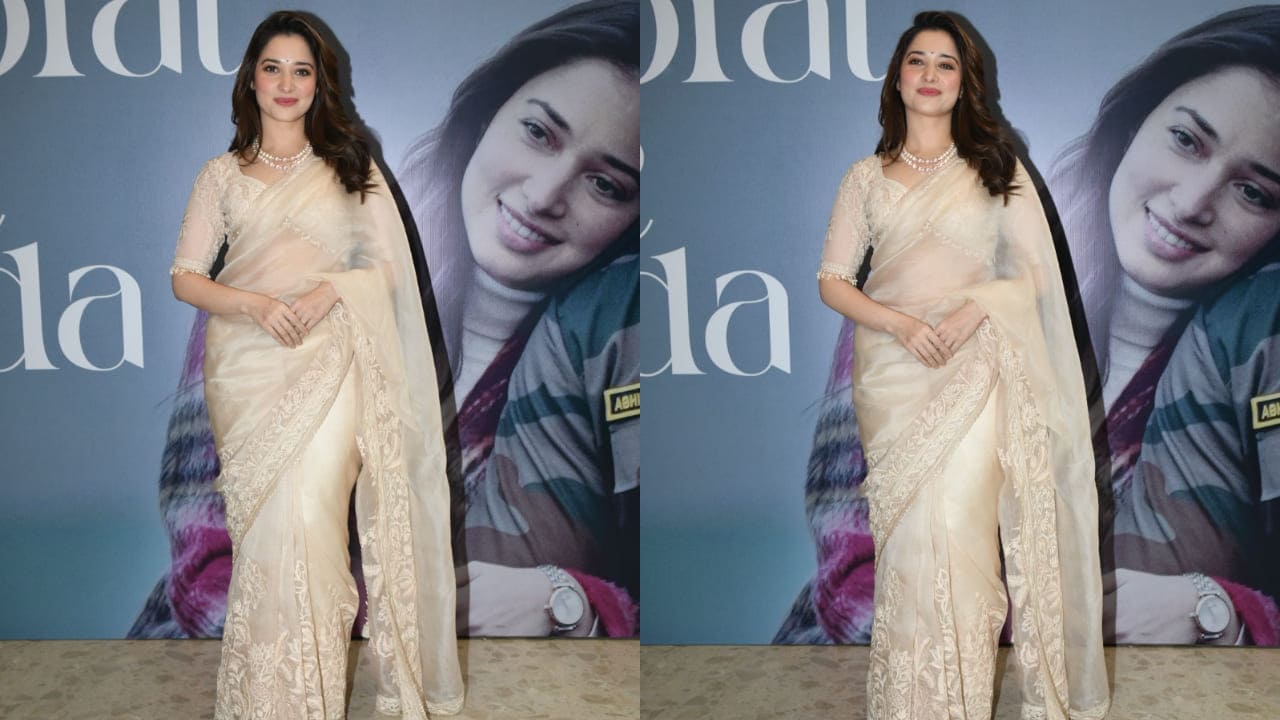 Tamannaah Bhatia in white Torani saree 