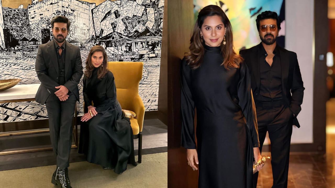 Ram Charan and Upasana twinning in black outfits ( PC: Upasana Konidella) 