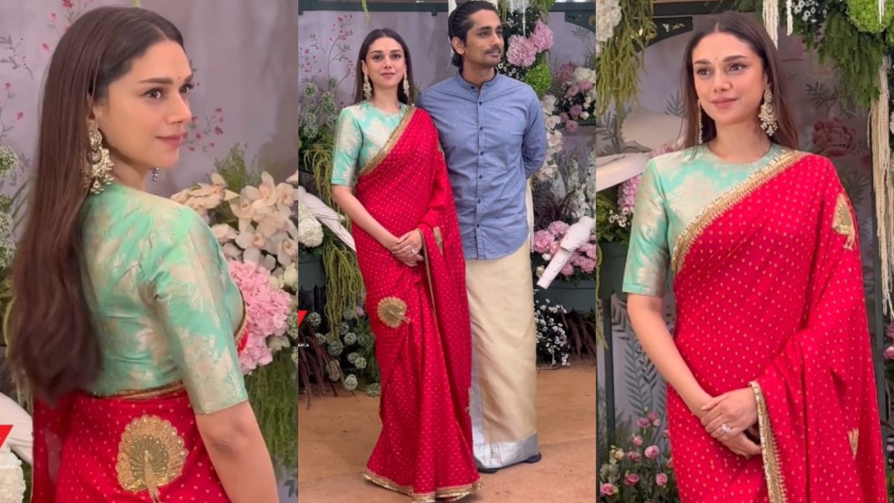 Aditi Rao Hydari’s embroidered silk saree  (PC: Instagram/varindertchawla)