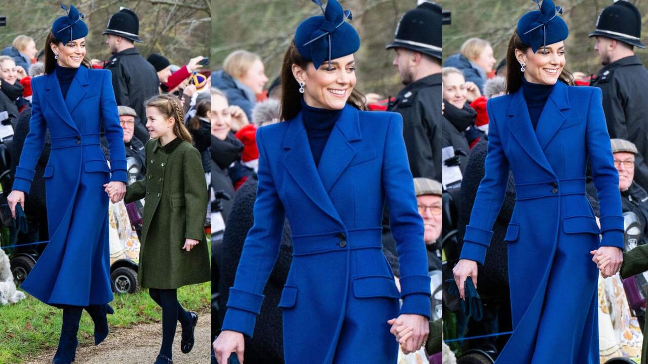 Kate’s stunning blue Coat with Princess Diana’s Earrings (PC: Getty Images, The Prince and Princess of Wales Instagram)