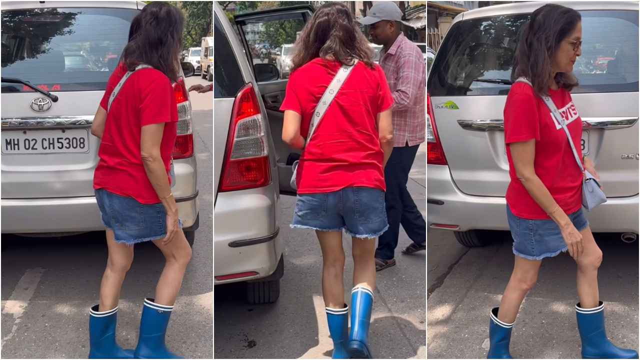 Neena Gupta serves Gen-Z sass in T-shirt with denim shorts and Rs 2.43 lacs LV bag (PC: Viral Bhayani)