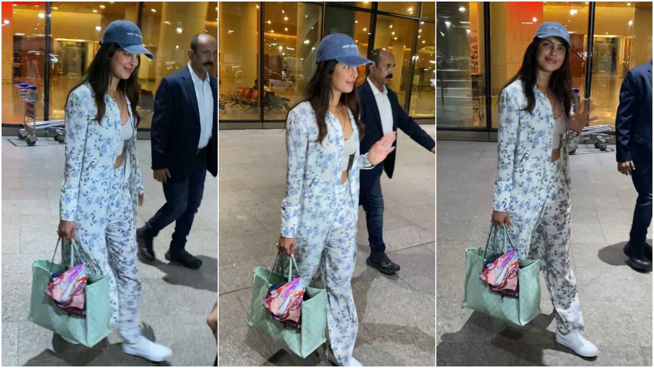 Priyanka Chopra Jonas serves weekend-ready airport look with floral-printed co-ord set as she lands in Mumbai (PC: APH Images)