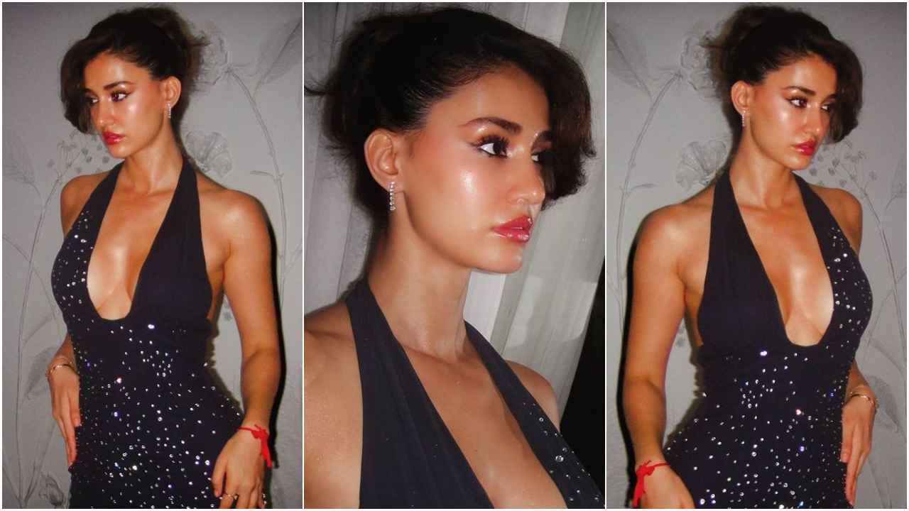 Disha Patani in a bold black gown with halter neckline will inspire you to shine on your next date night (PC: Disha Patani Instagram)