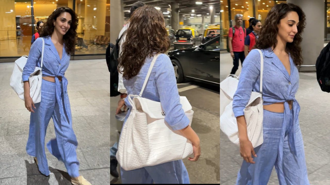 Kiara Advani at airport with Balenciaga bag