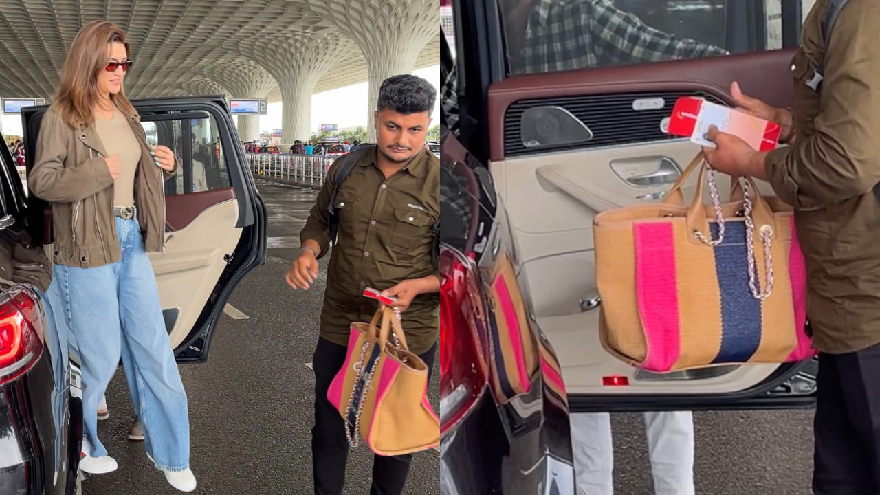 Kriti Sanon at airport in Chanel bag