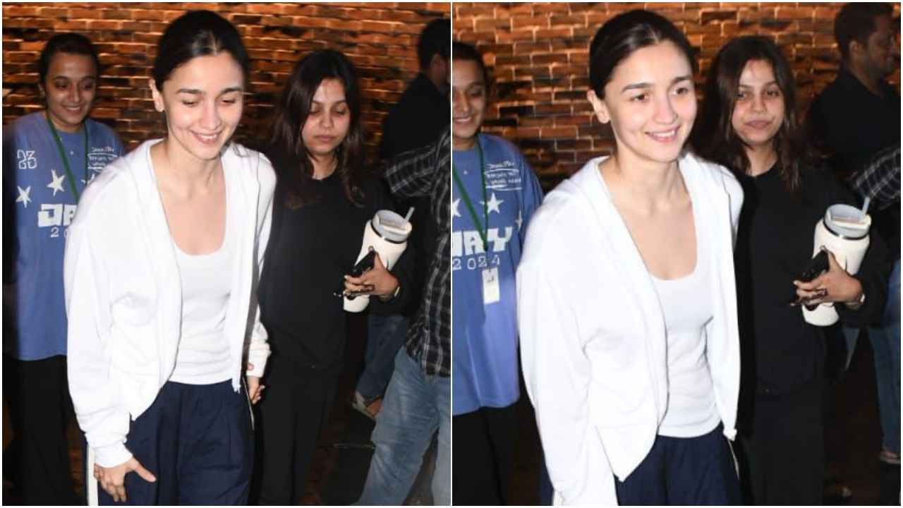 Alia Bhatt’s white jacket and dark blue track pants look proves simplicity ‘always hits the right mark’ (PC: Viral Bhayani)