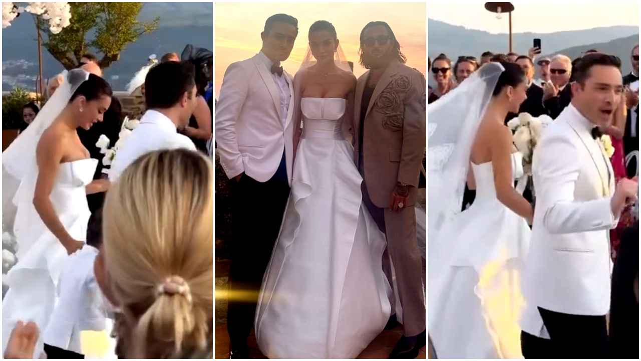 Amy Jackson turns princess in white ball gown with veil and long satin dress (PC: Mohammed Al Turki, Taylor Chiche, Kerem Kamişli Instagram)