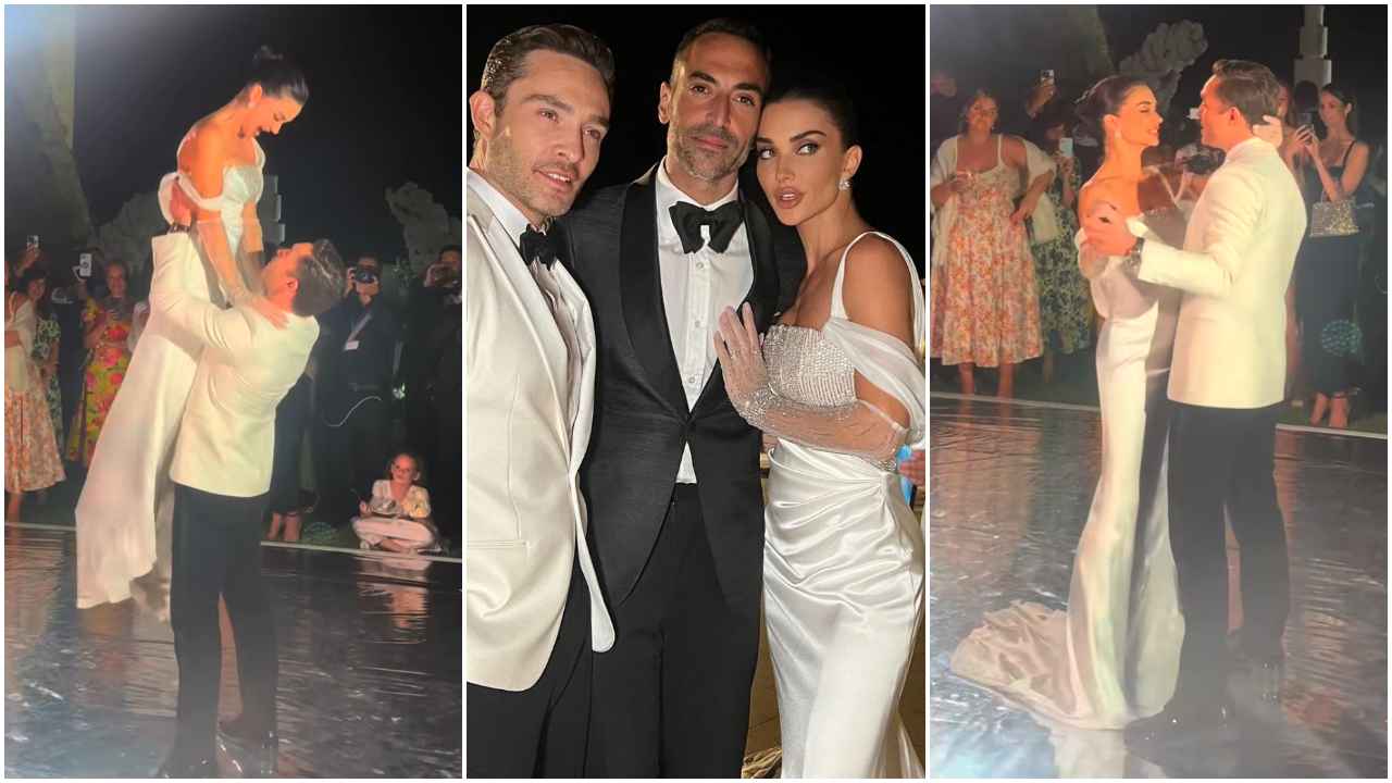 Amy Jackson turns princess in white ball gown with veil and long satin dress (PC: Mohammed Al Turki, Taylor Chiche, Kerem Kamişli Instagram)